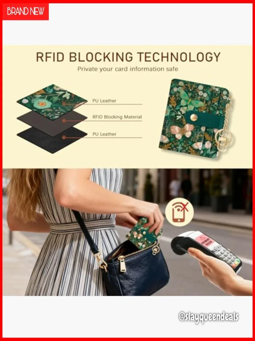 Slim RFID Blocking Women's Wallet with Zipper Coin Pocket and ID Window